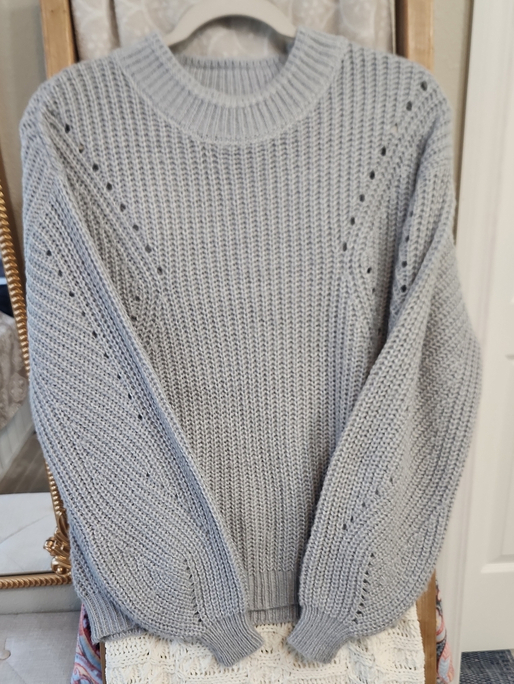 Everyday Ribbed Crewneck Sweater - Light Gray